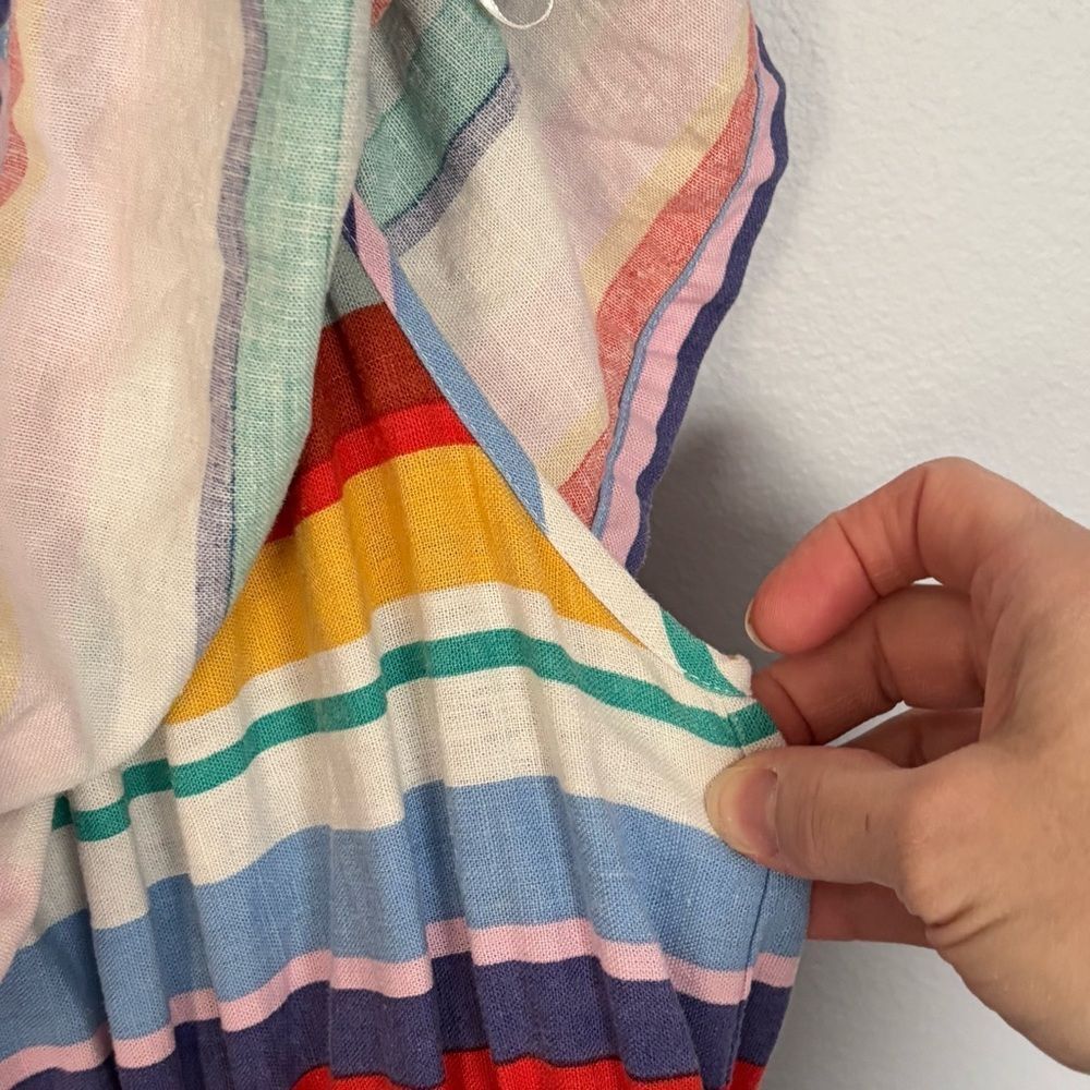 4Our Dreamers Anthropologie Women’s Multicolor Off the Shoulder Striped Dress XS - Picture 14 of 16
